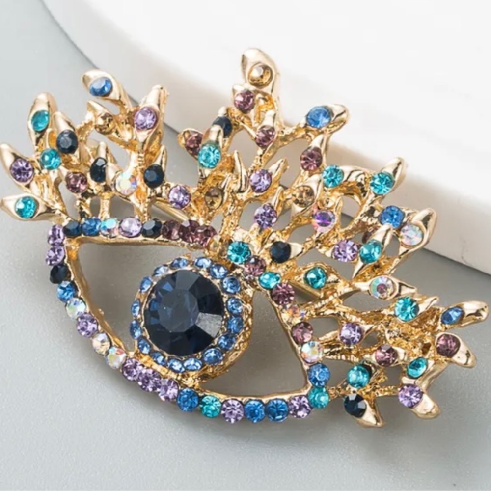 Peacock Fan Brooch - Picture 1 of 1